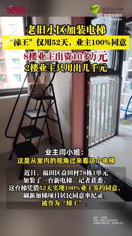 老旧小区 52 天加装电梯，100% 业主同意