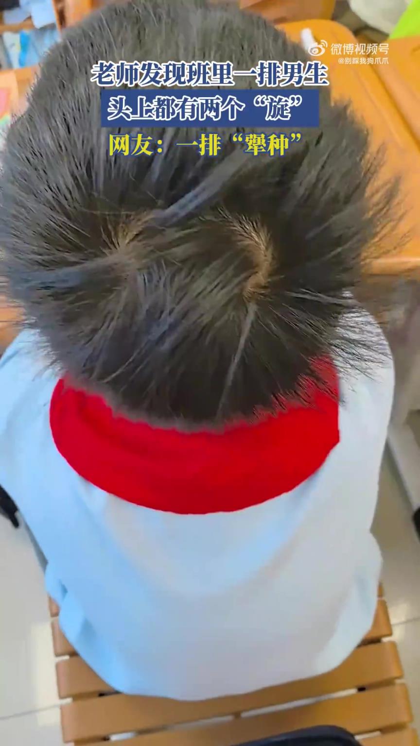 老师发现班里一排男生头上都有两个“旋”，网友：一排“犟种”