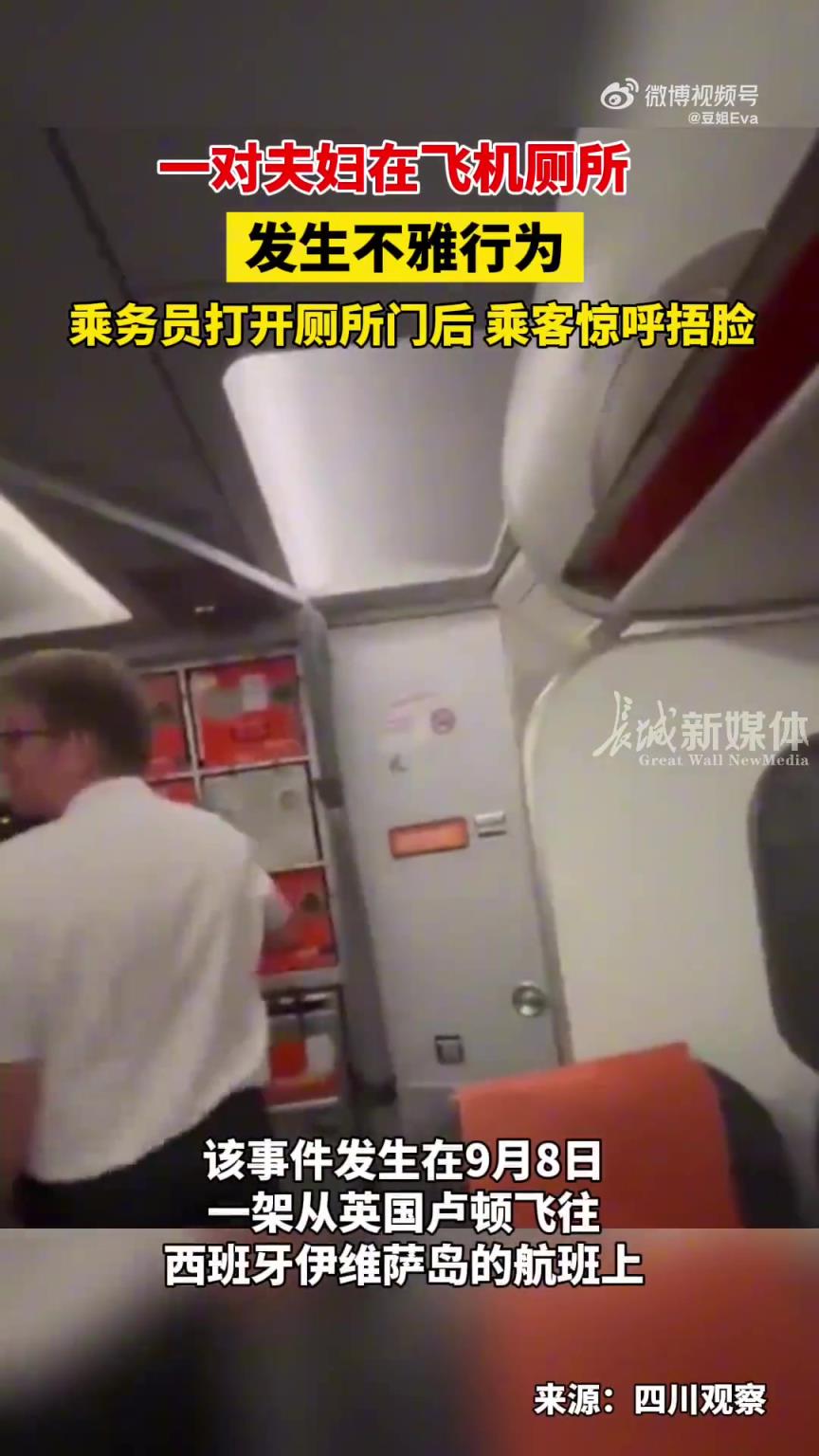 英赴西班牙航班上，一对夫妇在厕所的不雅一幕