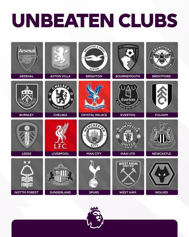 切尔西输球后，英超目前不败的只剩下利物浦和水晶宫