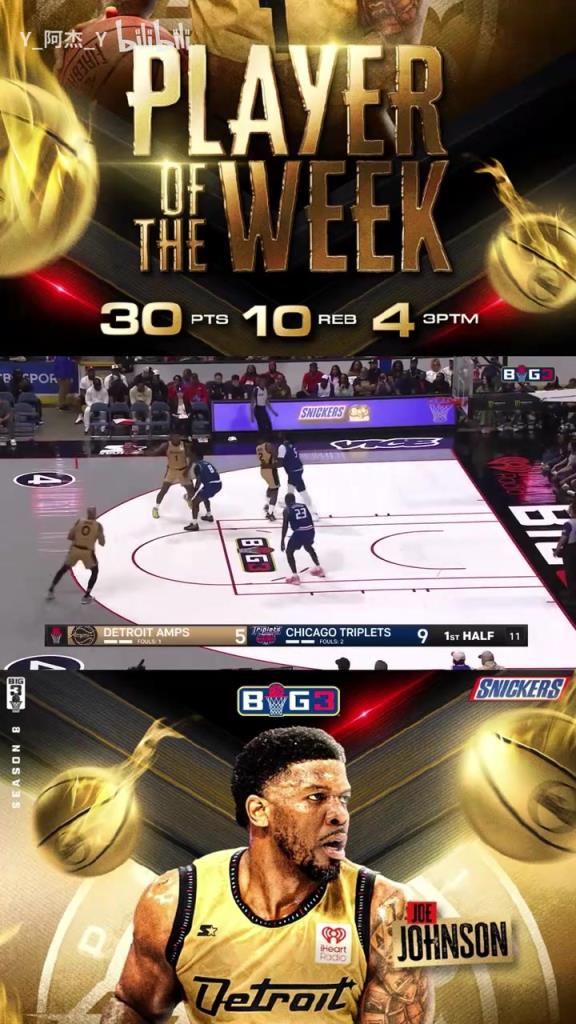 这个级别还是轻轻松松！乔约翰逊BIG3联赛砍下30分10板集锦！